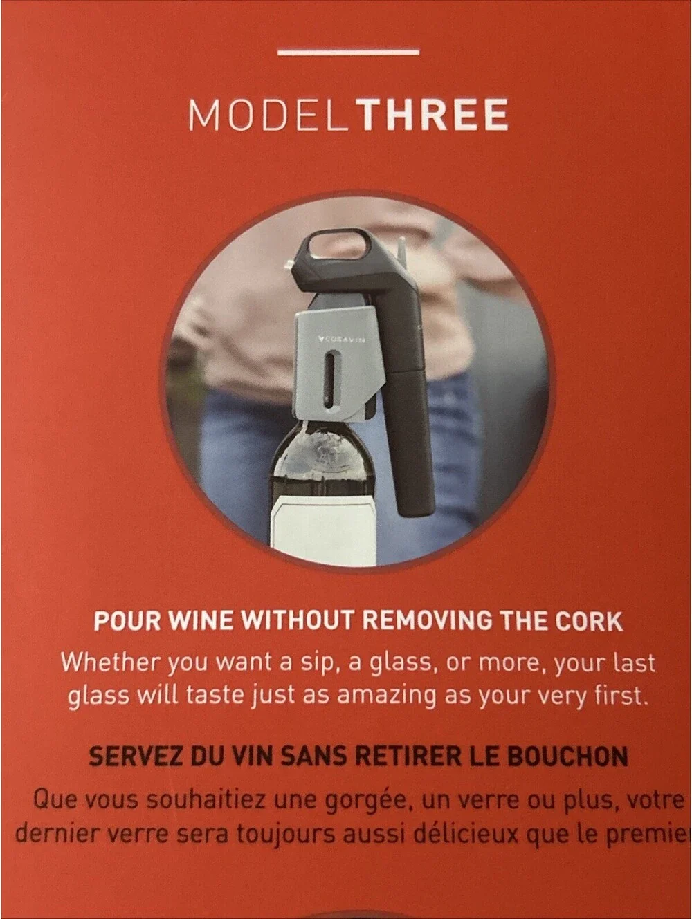 CORVAIN Model Three Wine Preservation System NEW SEALED Black Pour WITH Cork!
